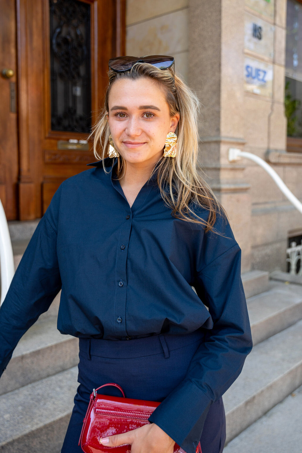 The PERFECT Navy Boyfriend Fit Blouse