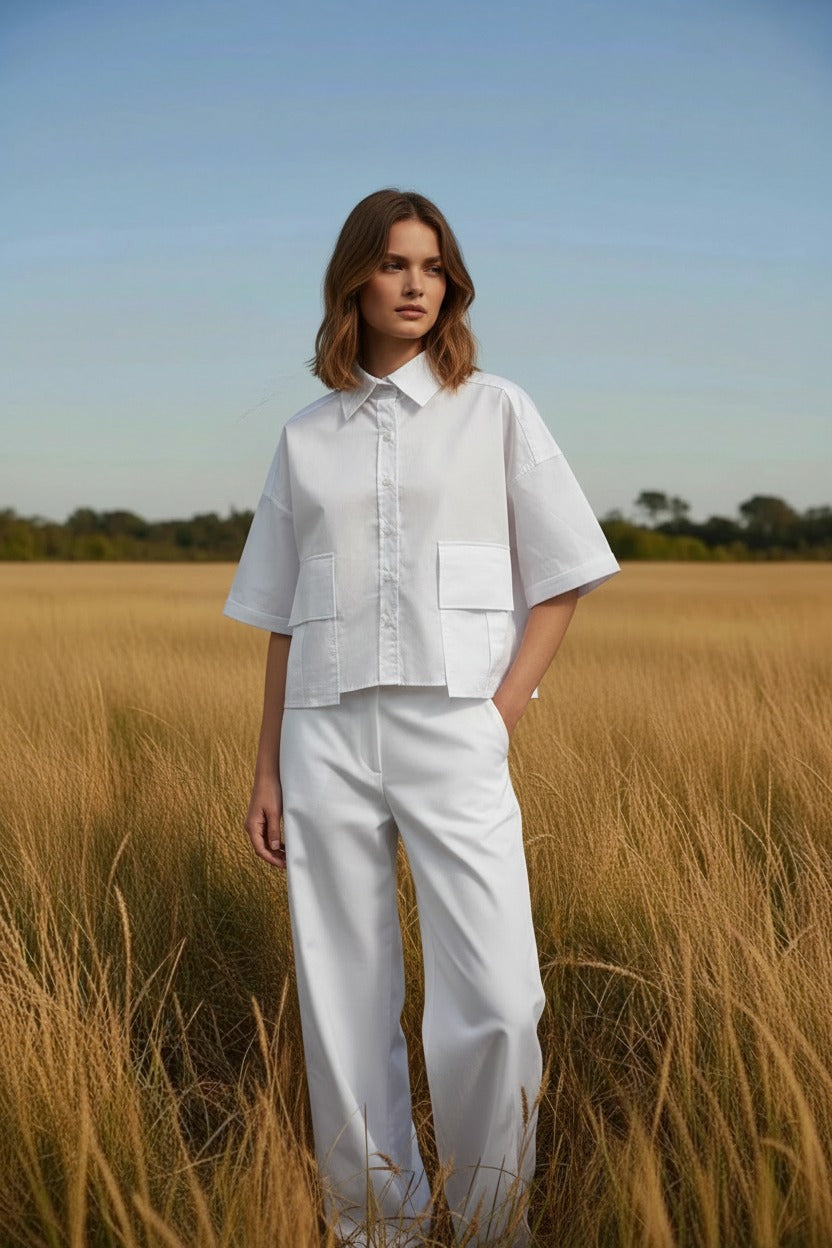 The Perfect Lyon Cropped Shirt White
