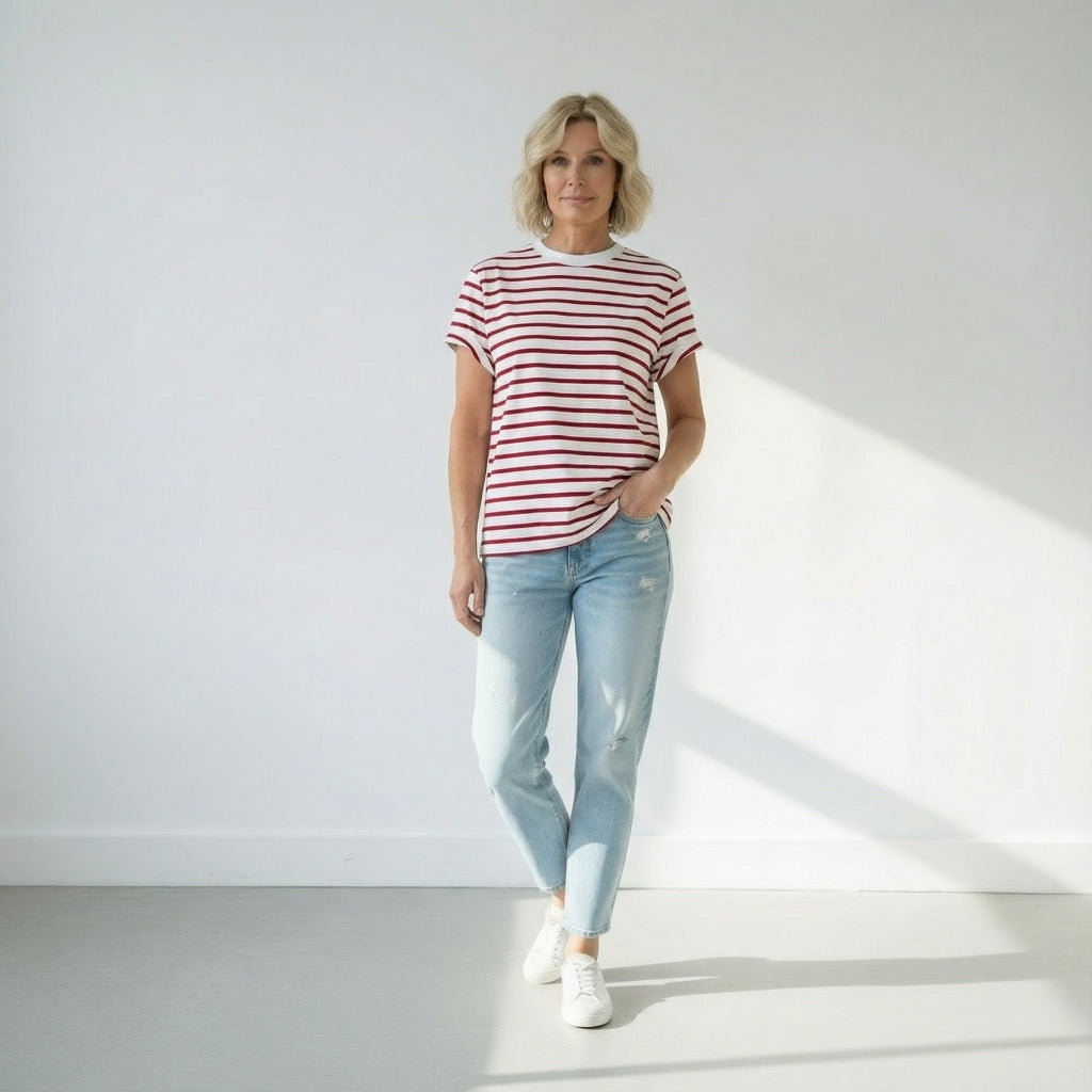 The Perfect White/Red Breton stripe t-shirt