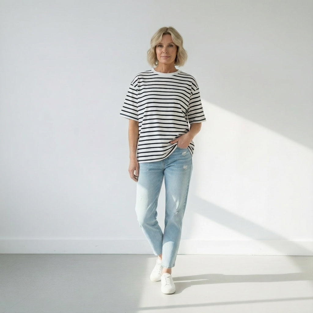 The Perfect White/Navy Breton stripe t-shirt